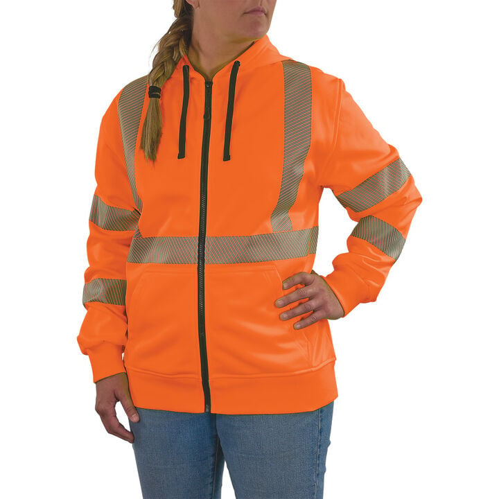 Ergodyne GloWear 8305W Class 3 Womens Performance Zip-Up Hoodie Hi-Vis Orange 3XL