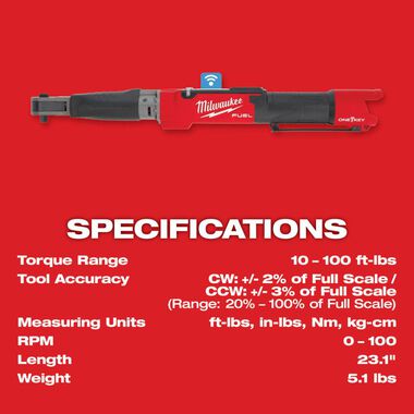 Milwaukee M12 FUEL 3/8inch Digital Torque Wrench with ONE-KEY (Bare Tool), large image number 7