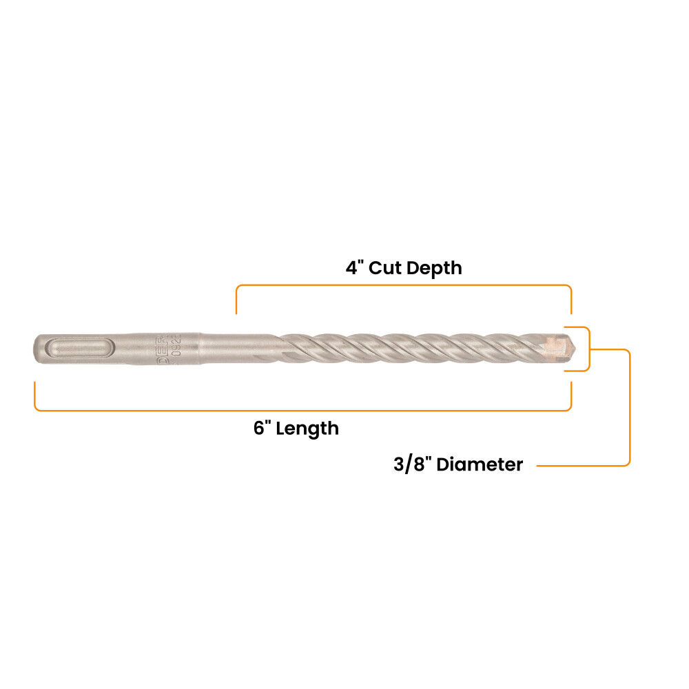 Spyder 3/8 Inch x 6 Inch SDS-Plus 4-Cutter Carbide-Tip Rotary Hammer Drill Bit, large image number 7