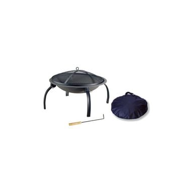 Living Accents Round Wood Fire Pit Black Steel Portable