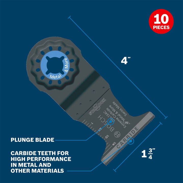 Bosch 1-3/4 Inch Starlock Oscillating Multi Tool Carbide Plunge Cut Blade 10 Pack, large image number 1