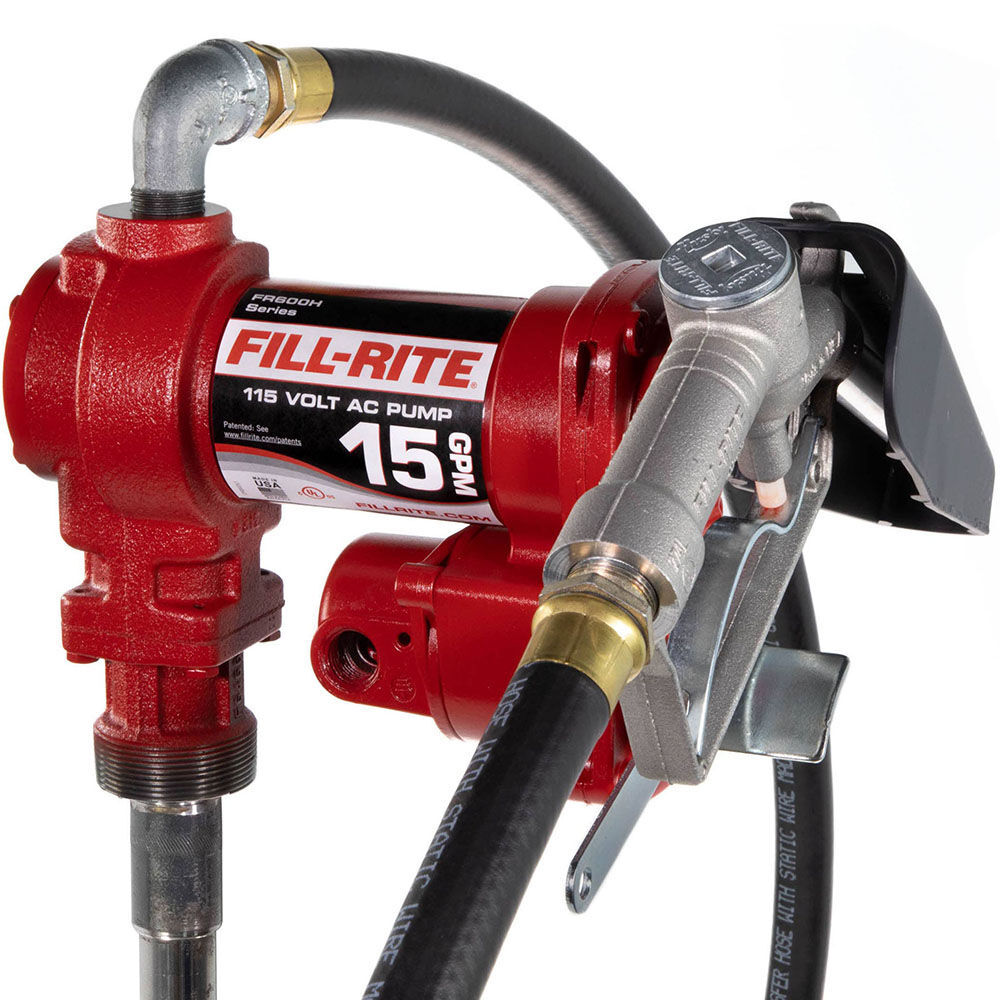 Fill-Rite Fuel Pump Kit 115VAC 15GPM Manual Nozzle Hose - FR610H