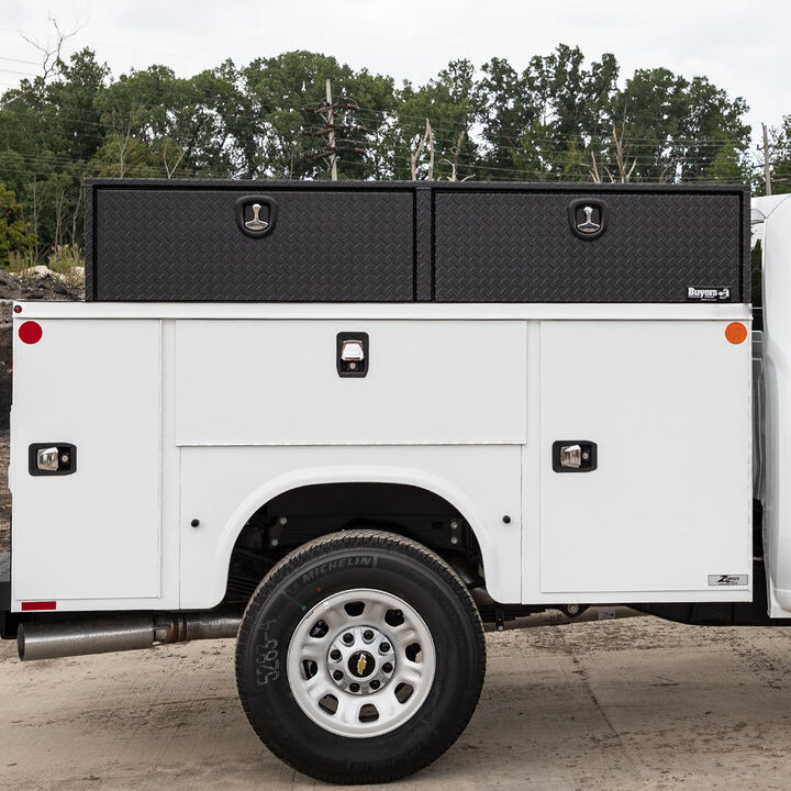 Buyers Products Company 18x16x96 Textured Matte Black Diamond Tread Aluminum Topsider Truck Box, large image number 1