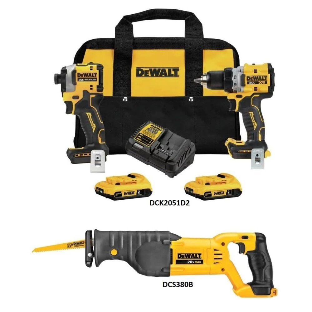 DEWALT 20V MAX Drill Driver/Impact Driver Combo Kit and Reciprocating Saw Bundle, large image number 2