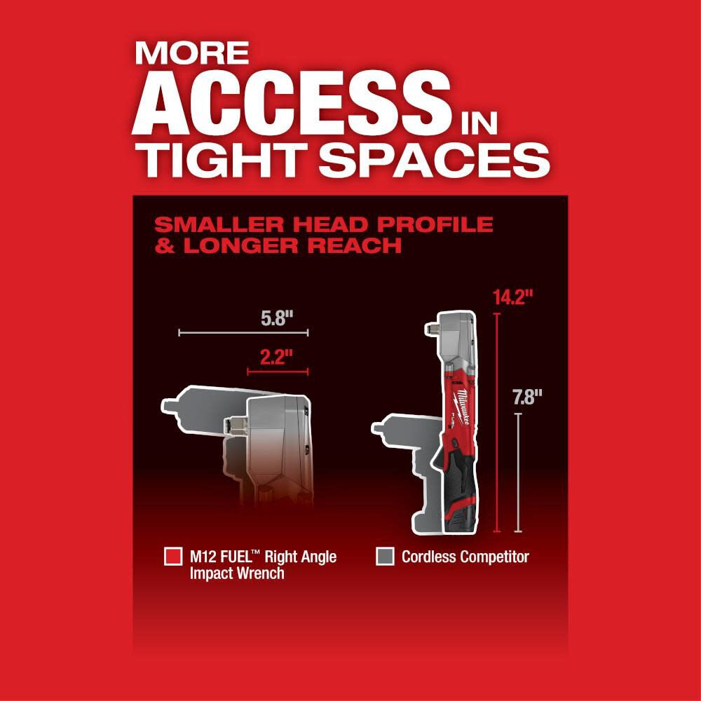 Milwaukee M12 FUEL 1 2inch Right Angle Impact Wrench Bare Tool