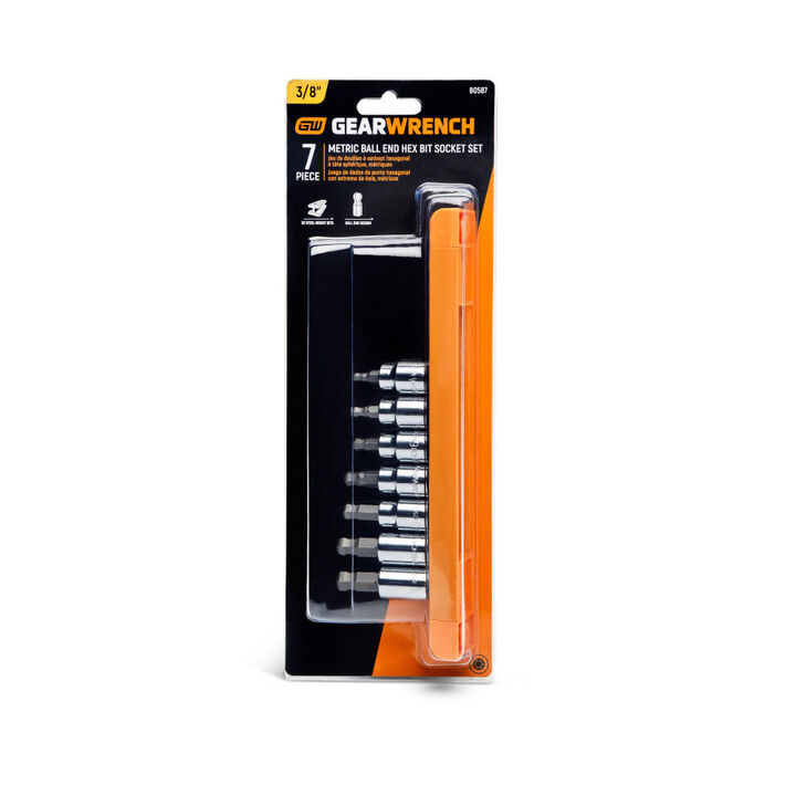 GEARWRENCH 3/8in Drive Ball End Hex Bit Metric Socket Set 7pc, large image number 1