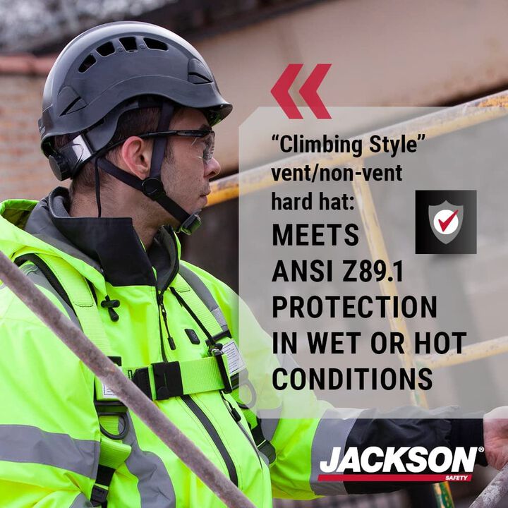 Jackson Safety Industrial Climbing Vented Hard Hat, CH-400 Black, large image number 6