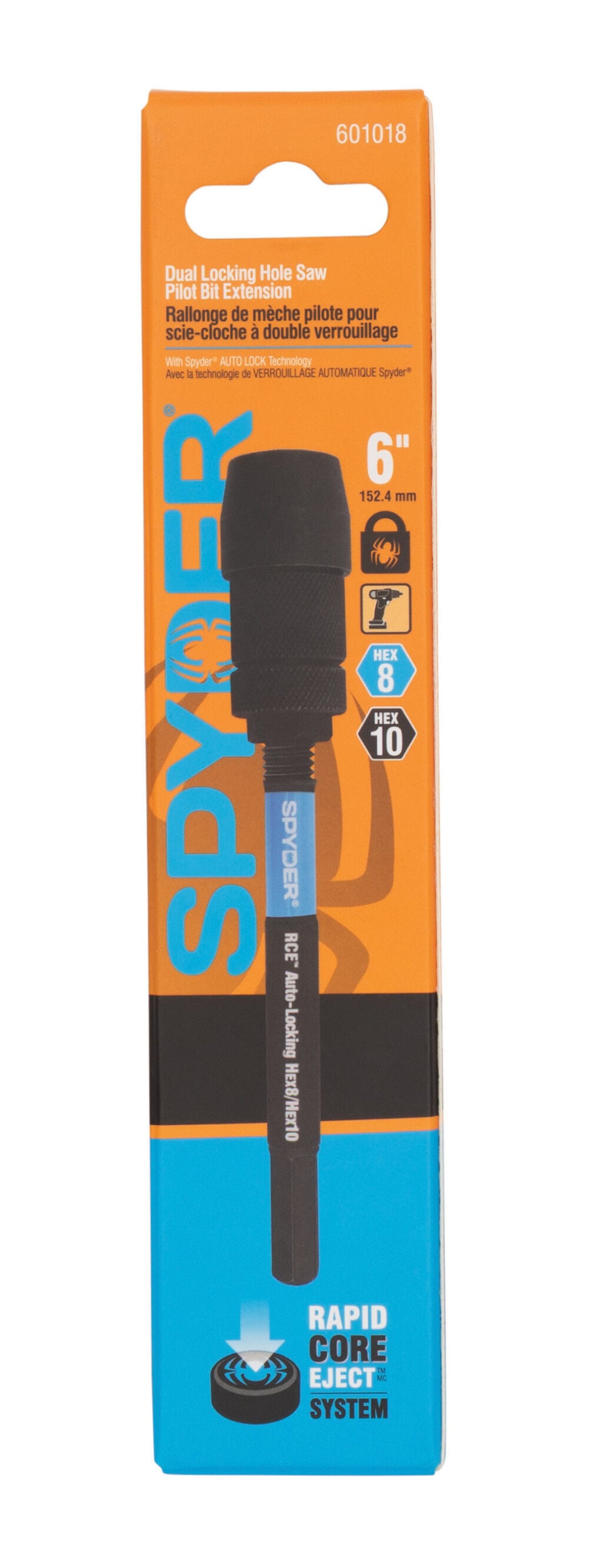 Spyder 6 Inch Hex 8 and 10 Dual Locking Hole Saw Pilot Bit Extension, large image number 8
