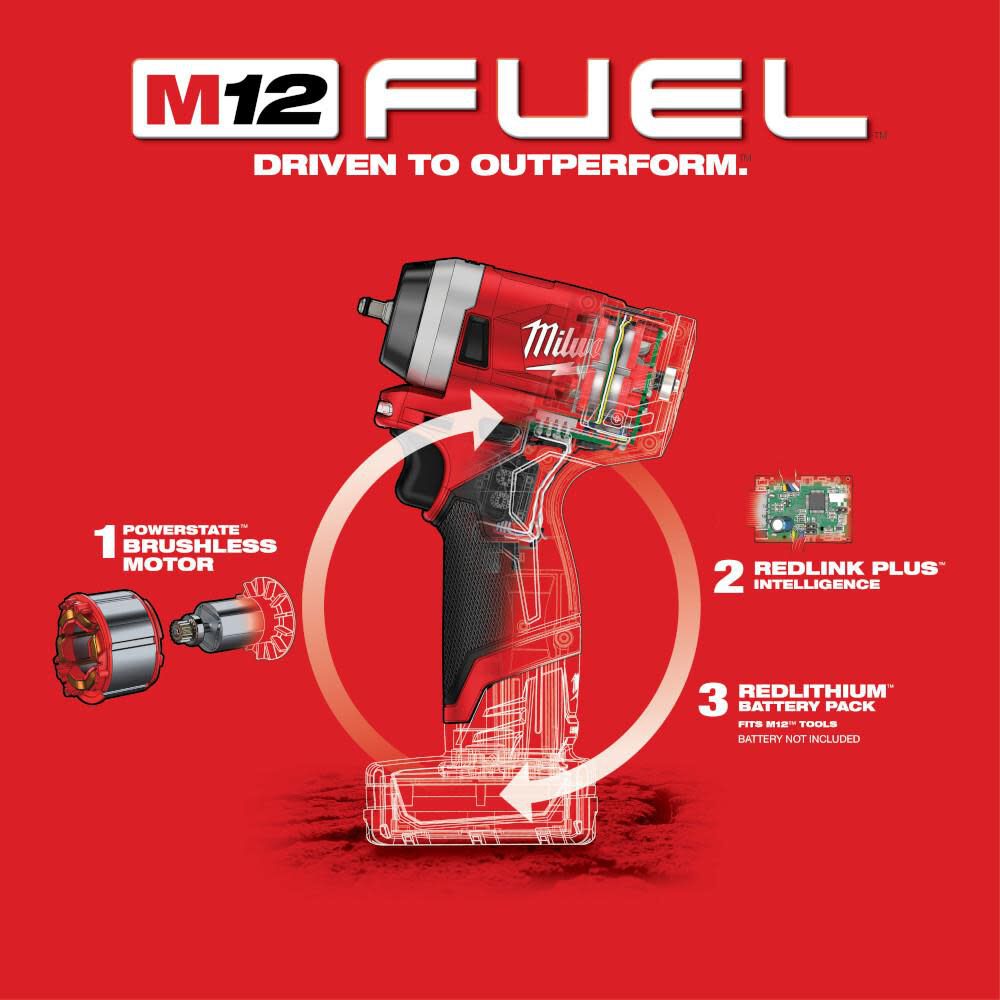Milwaukee M12 Fuel Stubby 1 4 In Impact Wrench Bare Tool 2552 20 Sansujyuku sansujyuku.com