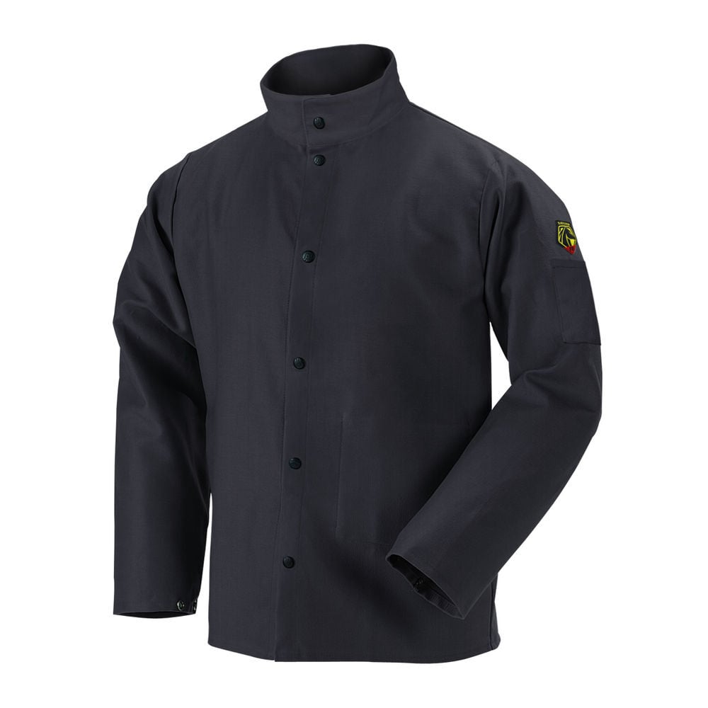 Black Stallion Welding Jacket 9oz Black FR Cotton 5X - FBK9-30C-5XL