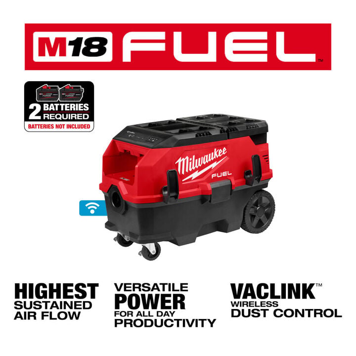 Milwaukee M18 FUEL 9 Gallon Dual Battery Dust Extractor w/ PACKOUT Compatibility and VACLINK, large image number 5