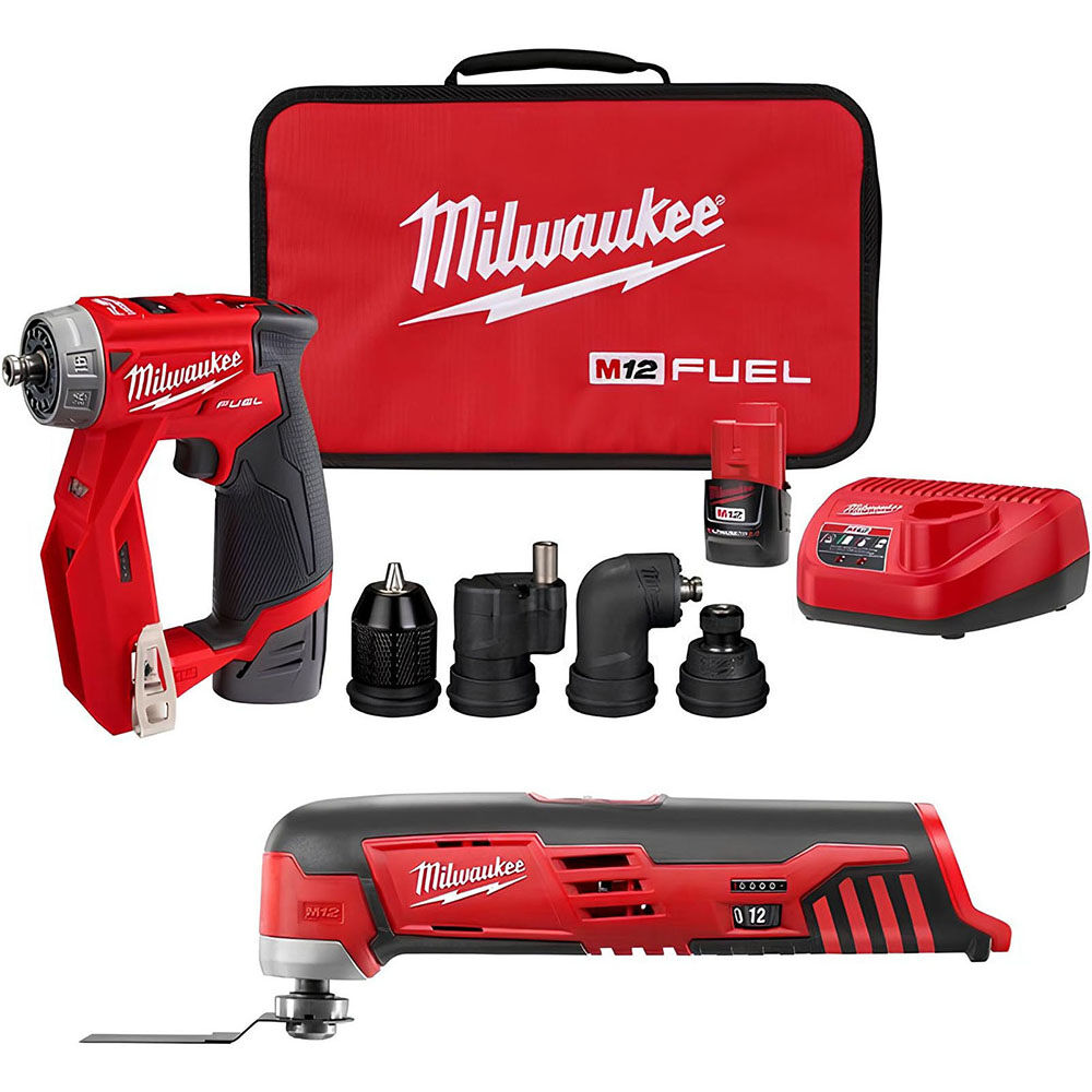 Milwaukee M12 Fuel Installation Drill Driver Kit Multi Tool Bundle 2505 22 2426 20 - Image 1