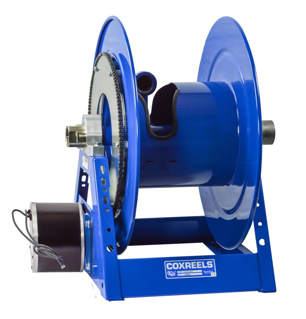 Coxreels 12V DC 1/3HP Motorized Hose Reel 1-1/2in x 100′ No Hose – 1185-2024-E