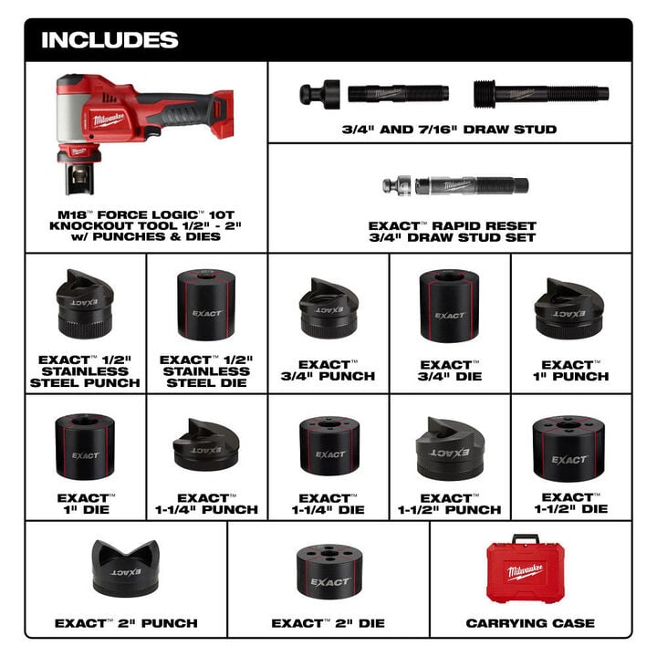 Milwaukee M18 FORCE LOGIC 10 Ton Knockout Tool 1/2 Inch to 2 Inch (Bare Tool), large image number 1