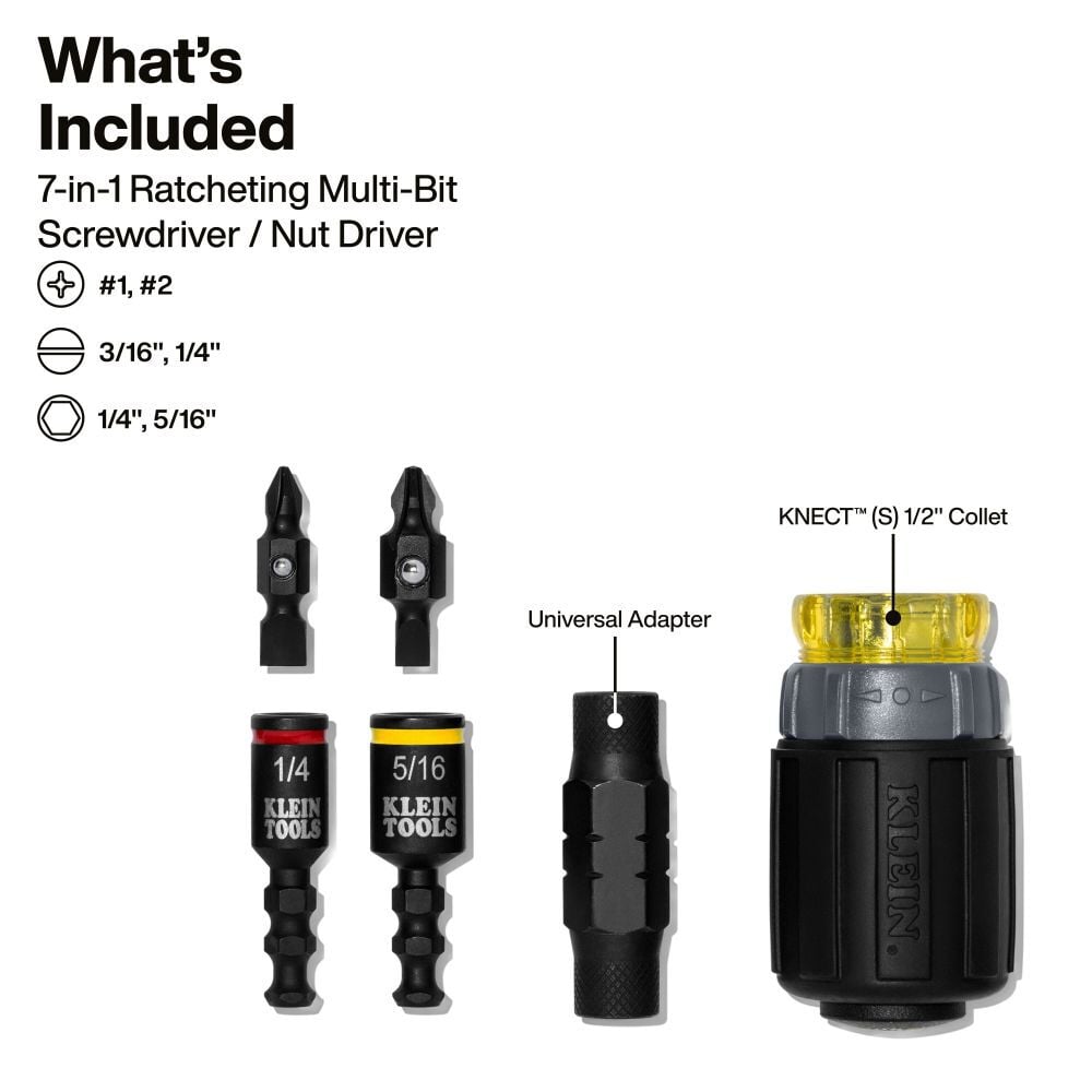 Klein Tools KNECT 7-in-1 Impact Stubby Driver, large image number 3