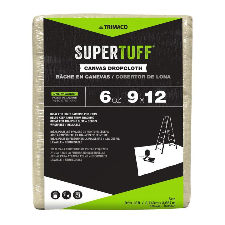 Trimaco SuperTuff Canvas Dropcloth, 6 Oz, 9 Ft.x 12 Ft., large image number 1