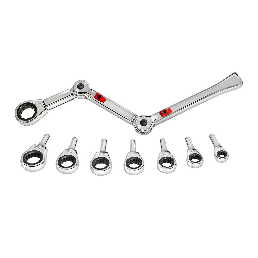 Allied International EXO-FIT 9-Piece SAE Extreme Access Ratcheting Wrench Set, large image number 1