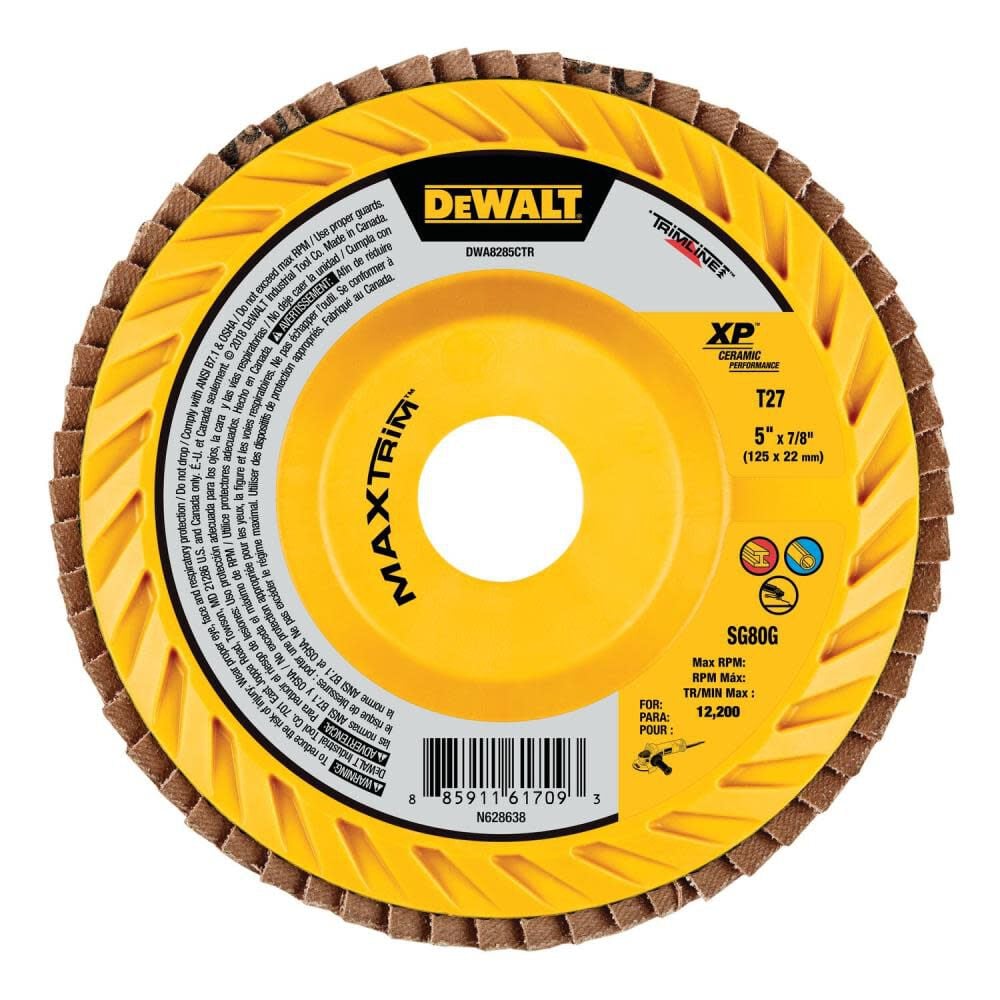 DEWALT 5in X 7/8in 80G T27 XP Ceramic Trim Flap Disc - DWA8285CTR