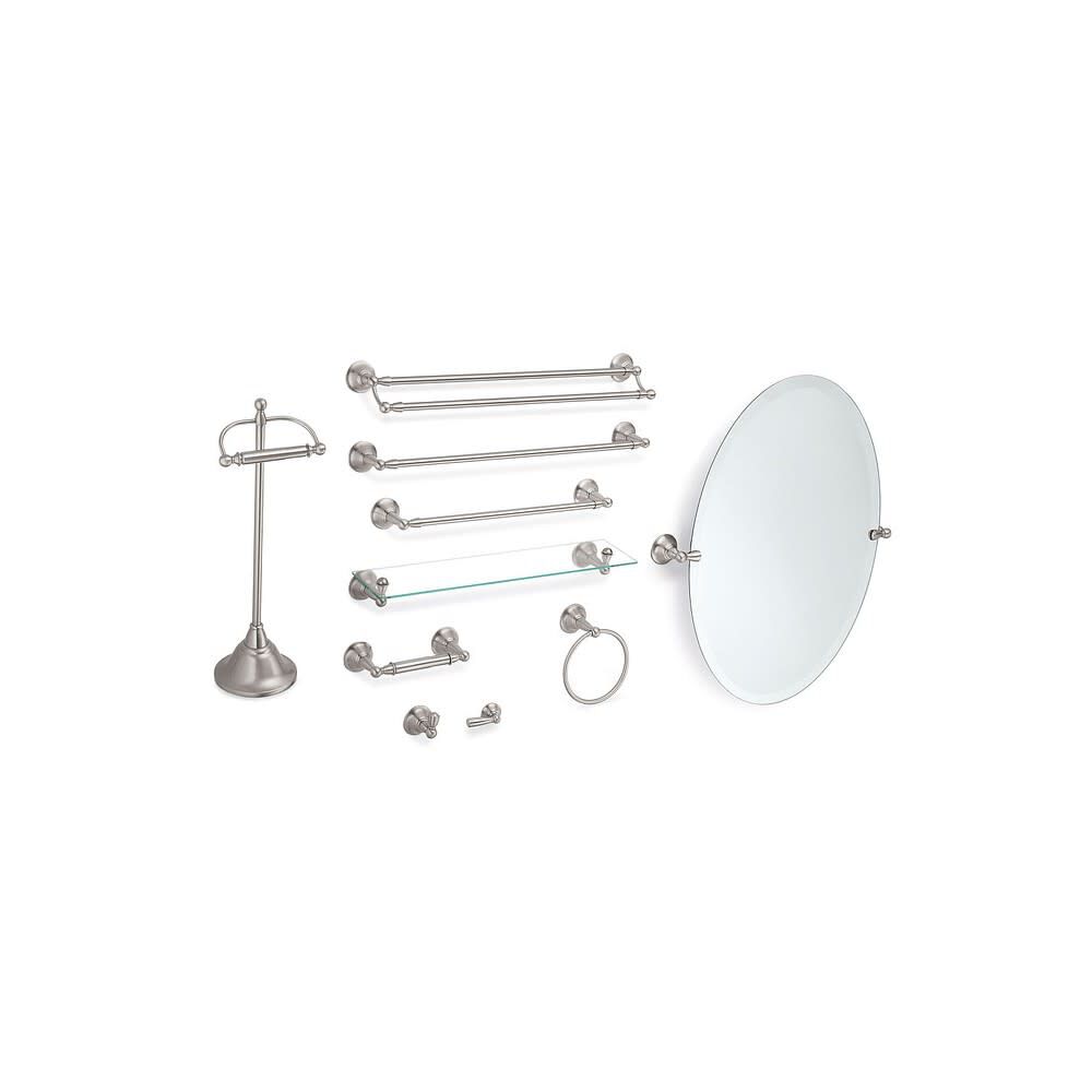 Moen Sage Double Towel Bar Brushed Nickel Brass 24in DN6822BN Acme Tools