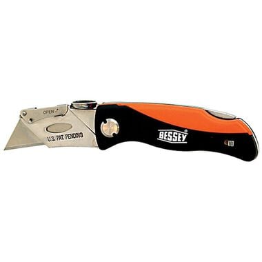 Bessey Folding Utility Knife with Extra Blade Storage Compartment in Handle