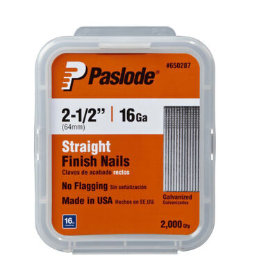 Paslode 2000 Pack 2-1/2in 16 Ga Galv Straight Finishing Nails, large image number 1