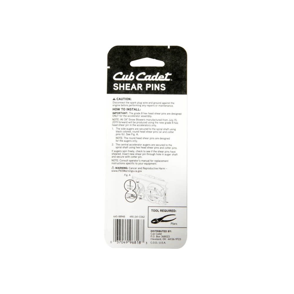 Cub Cadet 3X Snow Blower Shear Pin Kit with Cotter Pins 6 Pieces, large image number 4