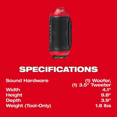 Milwaukee M12 Bluetooth Jobsite Speaker with PACKOUT Compatibility, large image number 4