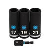 Spyder 1/2 Inch Drive Universal Spline Impact Socket Set, 17-21mm, 4 Pieces, small image number 2