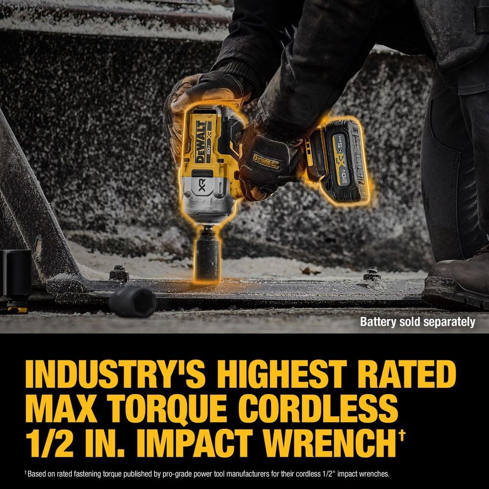 DEWALT 20V MAX XR 1/2 Inch Impact Wrench with Hog Ring (Bare Tool), large image number 7