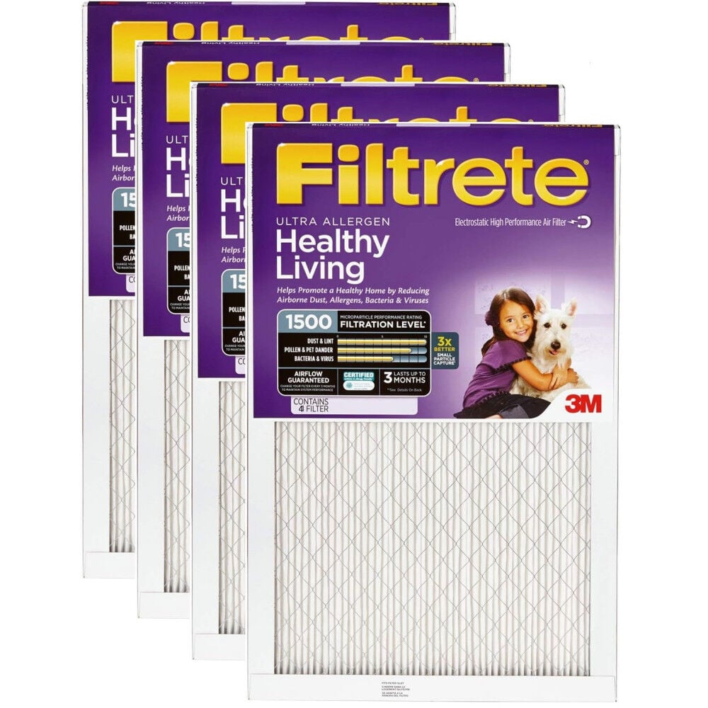3M 12 Inch x 20 Inch 1500 MPR MERV 12 Allergen Air Filter – 4 Pack – 4186748-4 Pack