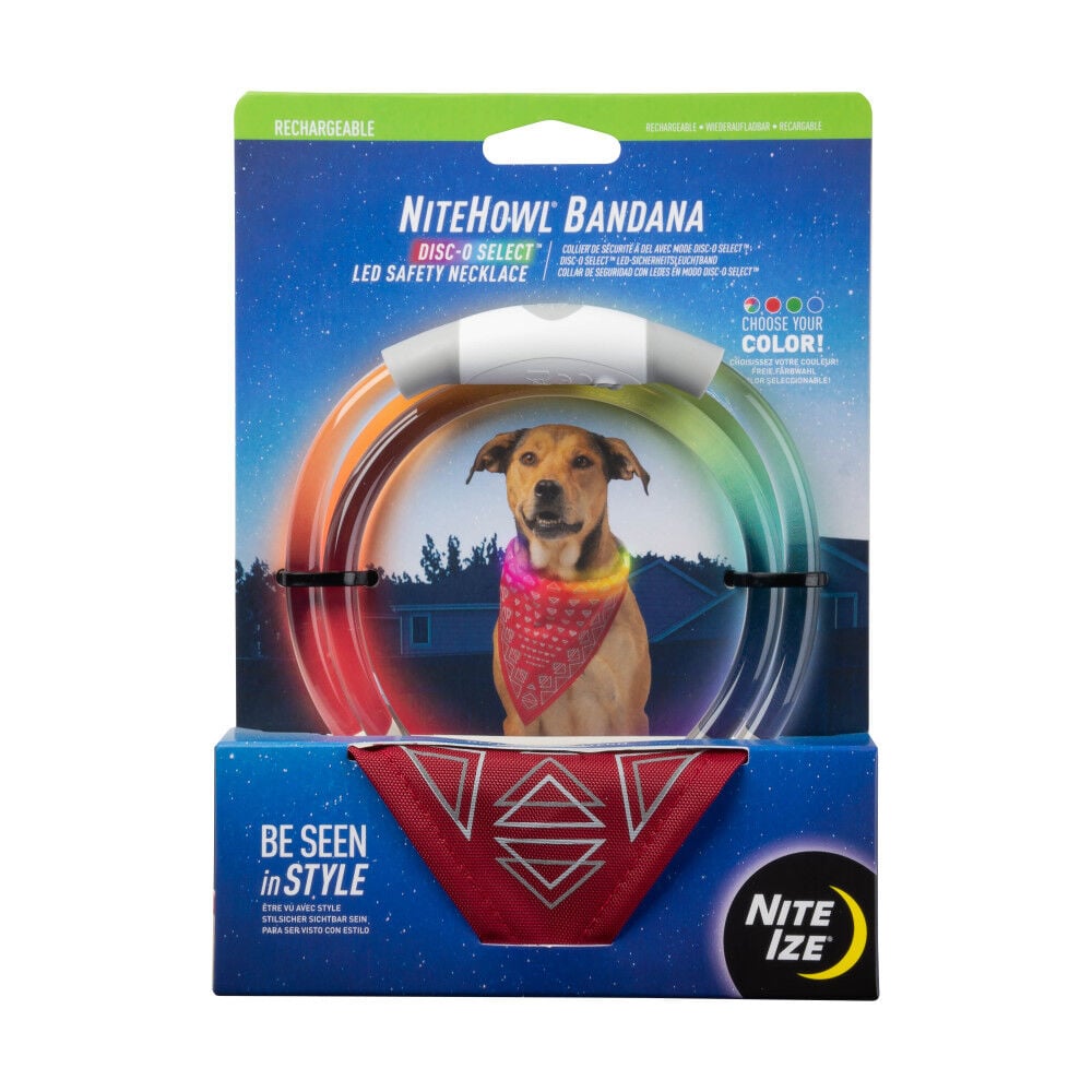 Nite Ize NiteHowl Bandana LED Safety Necklace Disc-O Select Red – NHOR-B1007S-R8