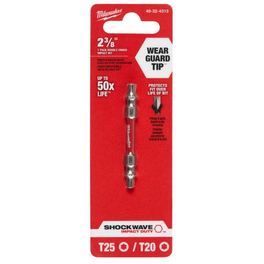 Milwaukee SHOCKWAVE Impact Torx T20 / T25 Double Ended Bit 48324313