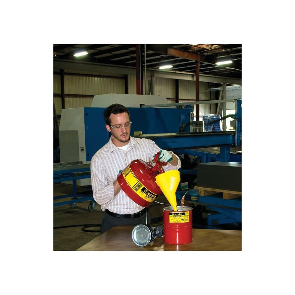 Justrite 2.5 Gal Steel Safety Red Gas Can Type I with Funnel, large image number 4