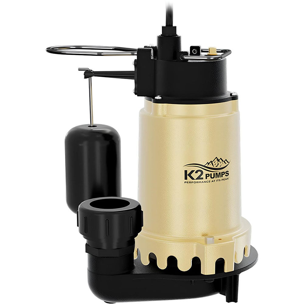 K2 Pumps Sump Pump 1/3 HP Cast Iron with Snap Action Vertical Switch, large image number 1