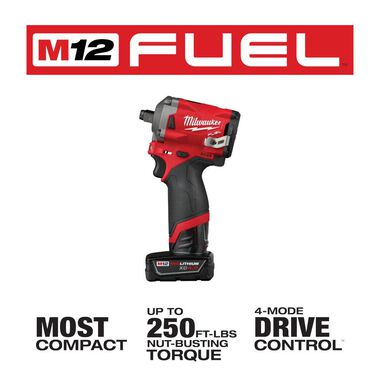 Milwaukee M12 FUEL Stubby 1/2 in. Impact Wrench Kit, large image number 2