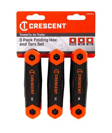Crescent Folding Hex Key Set 3 pc. SAE/Metric/TORX