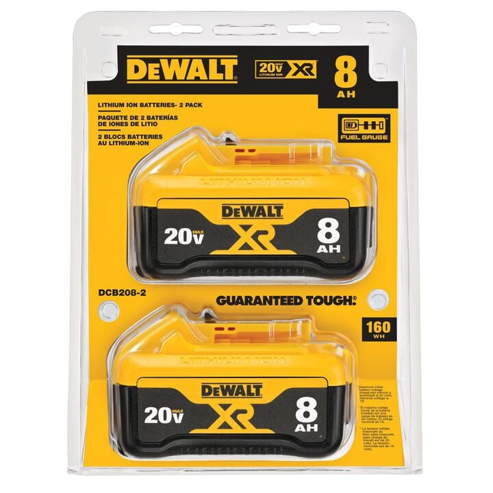 DEWALT 20V MAX 20V 8Ah Lithium Ion Power Tool Battery Pack with Fuel Indicator (2 Pack), large image number 8