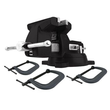 Wilton Holding Strong Kit, Black 746 Mechanics Vise and 3 Piece 400 Series C-Clamp Set