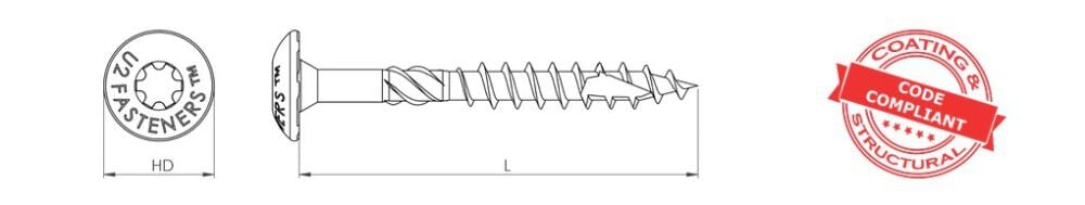 U2 Fasteners Construction Screw 3/8 Inch X 10 Inch, 300ct, large image number 2