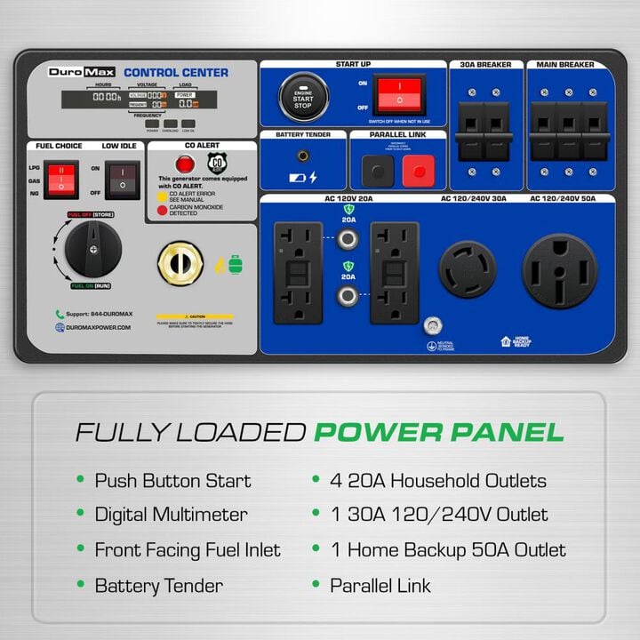 Duromax 9500 Watt Tri Fuel 49 State Portable Inverter Generator with CO Sensor, large image number 4