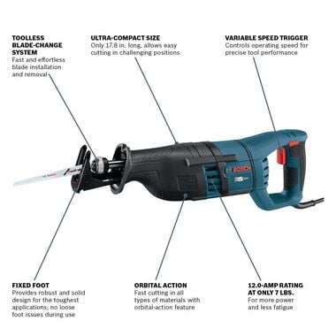 Bosch 1 In. Stroke Compact Reciprocating Saw, large image number 1