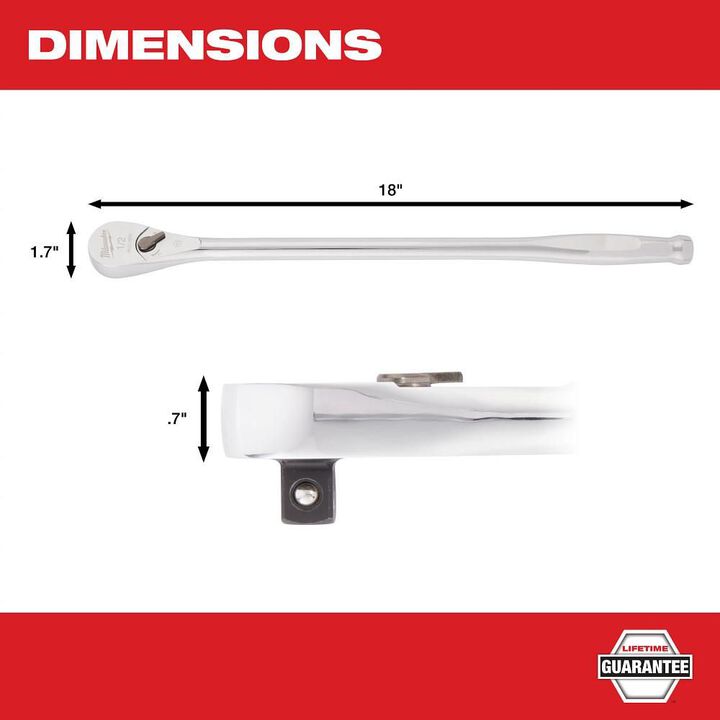 Milwaukee Ratchet 18inch 1/2inch Drive, large image number 3
