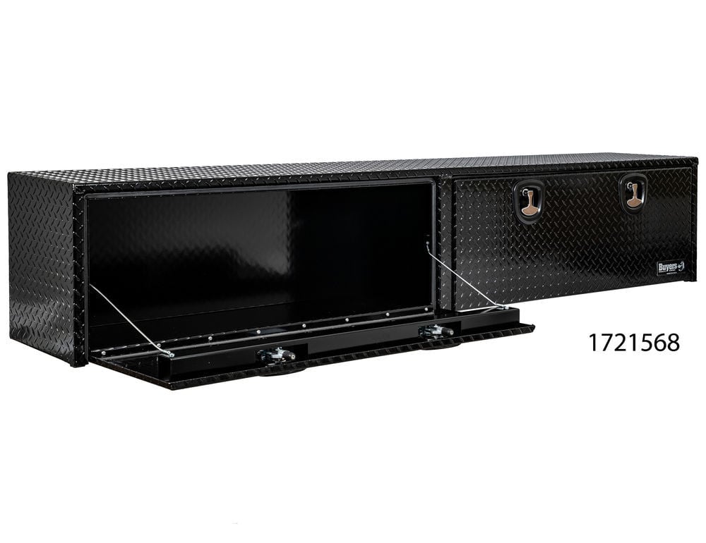 Buyers Products Company 18x16x96 Inch Gloss Black Diamond Tread Aluminum Topsider Truck Box, large image number 4