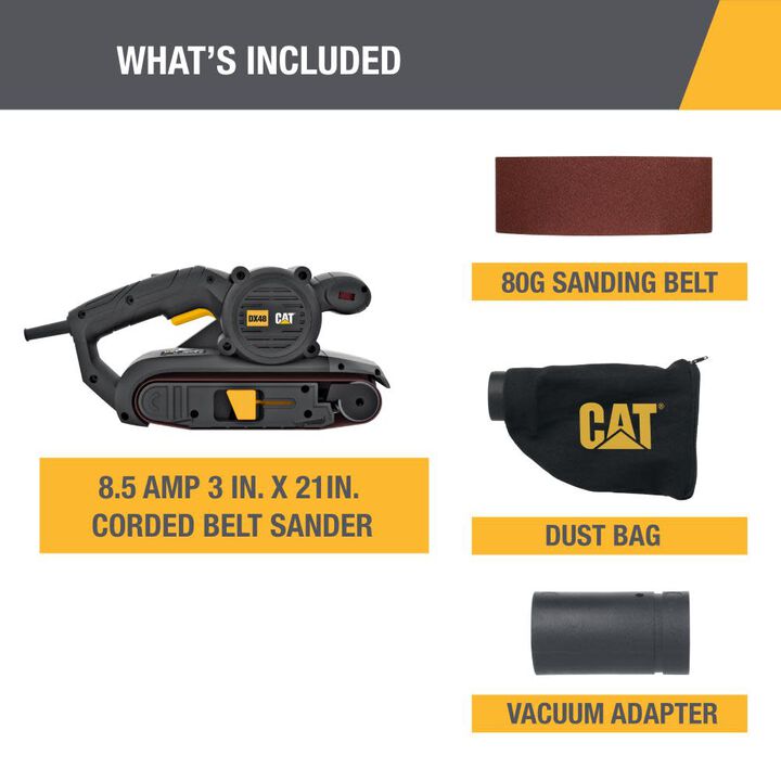 CAT Belt Sander 3 in X 21 in 8.5Amp Corded, large image number 1