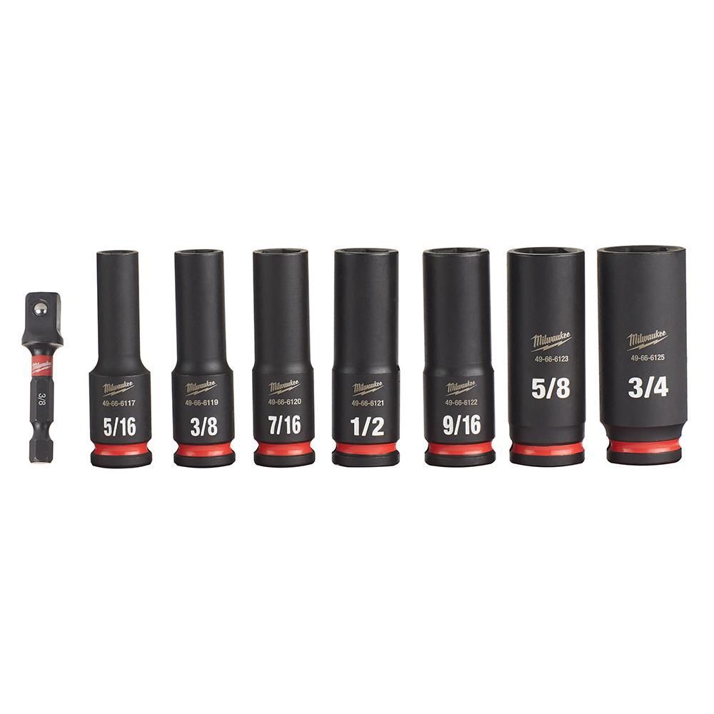 Milwaukee Impact Socket 3/8in Drive SAE Deep 6 Point 8pc, large image number 3