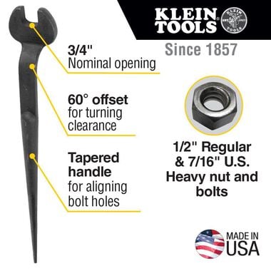 Klein Tools Erection Wrench 3/4in US Reg Nut, large image number 1