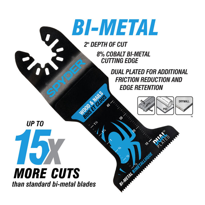 Spyder Oscillating Tool Blade Set, Bi-Metal Wood/Metal, 1-3/8 - 2-1/2 Inch, 5 Pieces, large image number 2