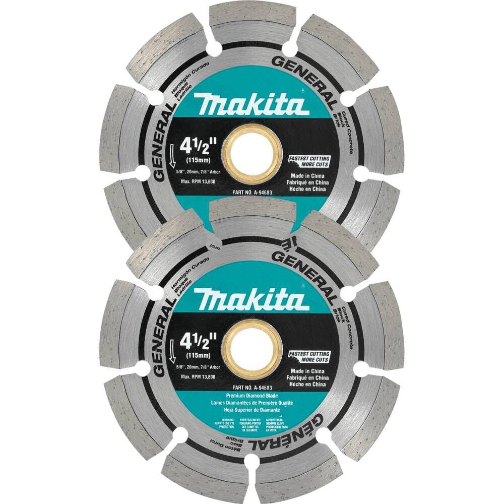 Makita 4 1/2 Inch Segmented Rim Diamond Blades for Masonry (2 Pack) – A-97623