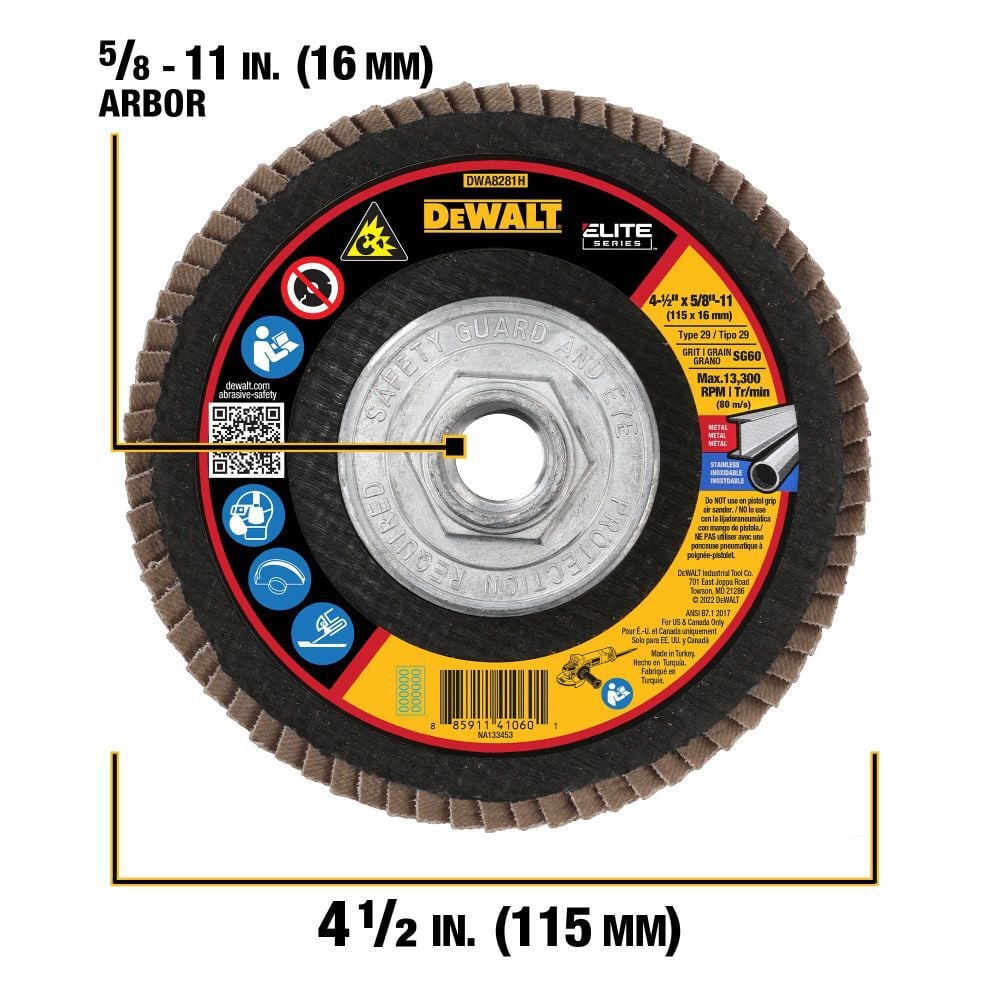 DEWALT 4-1/2in X 5/8in-11 SG60 T29 CERAMIC FLAP DISC, large image number 2
