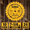 DEWALT 7-1/4 Inch Circular Saw Blade 24T 5/8 Inch Arbor 10 Pack, small image number 3